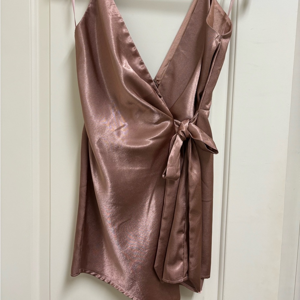 Rose gold wrap style romper